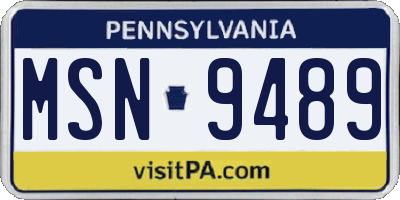 PA license plate MSN9489