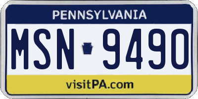 PA license plate MSN9490