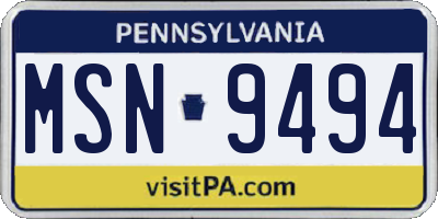 PA license plate MSN9494