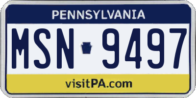 PA license plate MSN9497