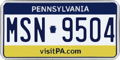 PA license plate MSN9504