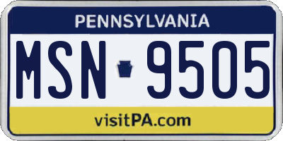 PA license plate MSN9505