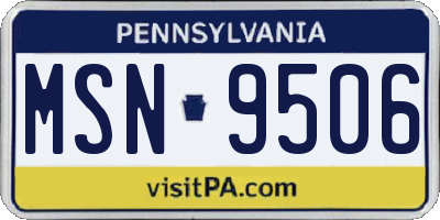 PA license plate MSN9506
