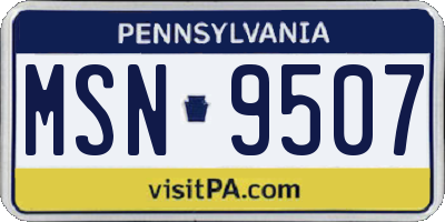 PA license plate MSN9507