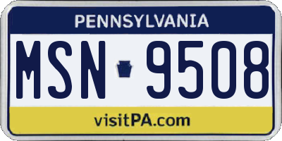 PA license plate MSN9508
