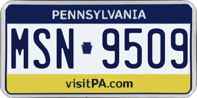 PA license plate MSN9509