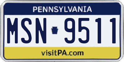 PA license plate MSN9511