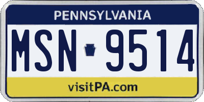 PA license plate MSN9514