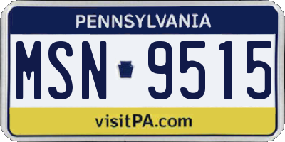 PA license plate MSN9515