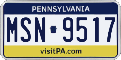 PA license plate MSN9517