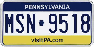 PA license plate MSN9518