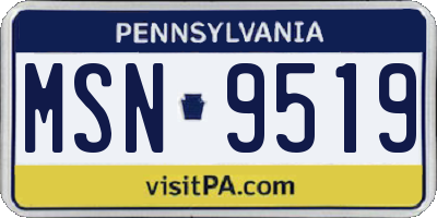PA license plate MSN9519