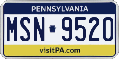PA license plate MSN9520