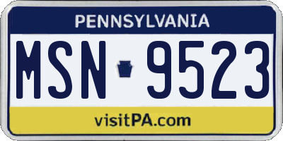 PA license plate MSN9523