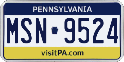 PA license plate MSN9524
