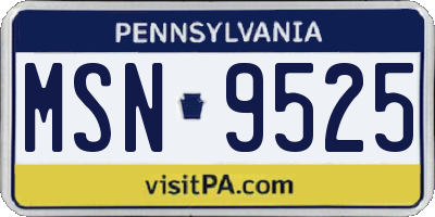 PA license plate MSN9525