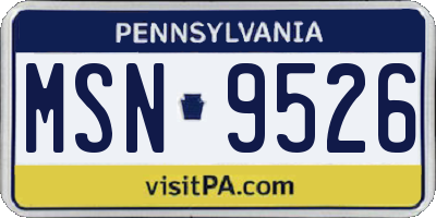 PA license plate MSN9526