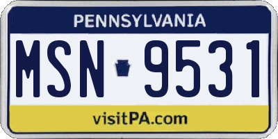 PA license plate MSN9531