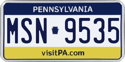 PA license plate MSN9535