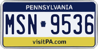 PA license plate MSN9536