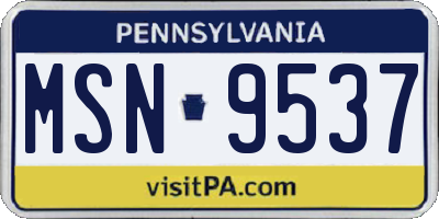 PA license plate MSN9537