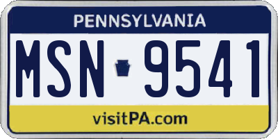PA license plate MSN9541