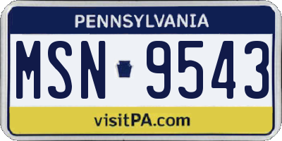 PA license plate MSN9543