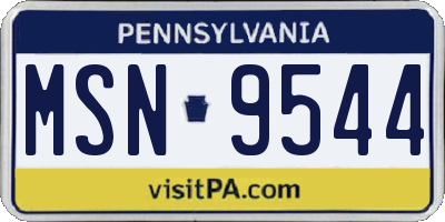 PA license plate MSN9544