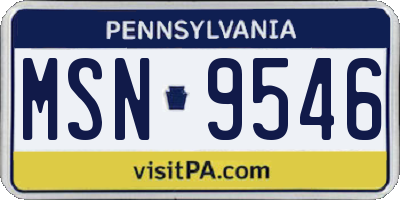 PA license plate MSN9546