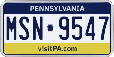 PA license plate MSN9547