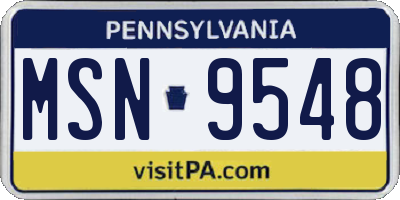 PA license plate MSN9548