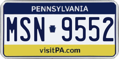 PA license plate MSN9552