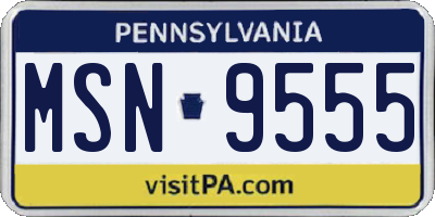 PA license plate MSN9555