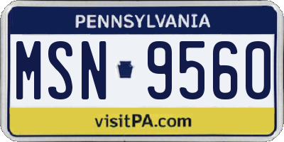 PA license plate MSN9560