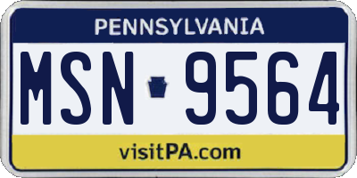 PA license plate MSN9564