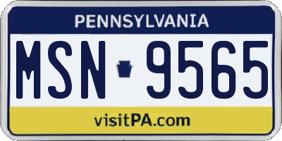 PA license plate MSN9565