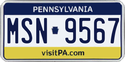 PA license plate MSN9567