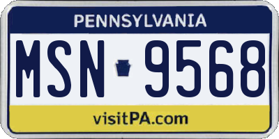 PA license plate MSN9568
