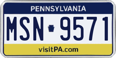 PA license plate MSN9571