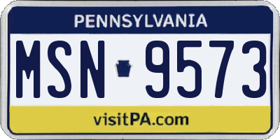 PA license plate MSN9573