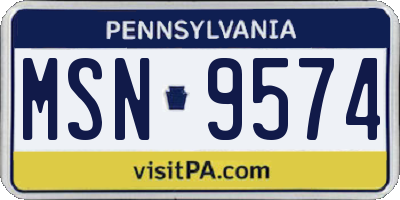 PA license plate MSN9574