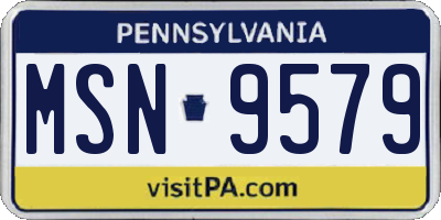 PA license plate MSN9579