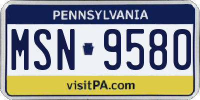 PA license plate MSN9580