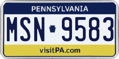PA license plate MSN9583