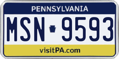 PA license plate MSN9593
