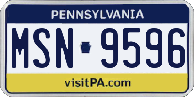 PA license plate MSN9596