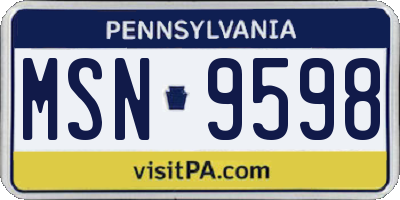 PA license plate MSN9598