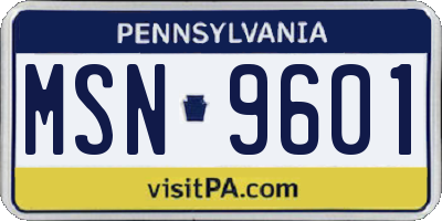 PA license plate MSN9601