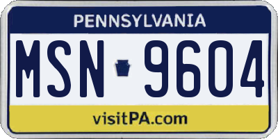 PA license plate MSN9604