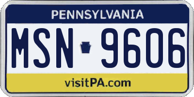 PA license plate MSN9606